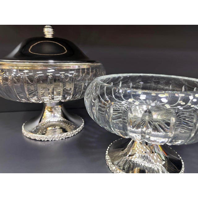 Metal Silver Plated Four-Piece Handcrafted Food Serving Set, Set of 4 For Sale - Image 7 of 11