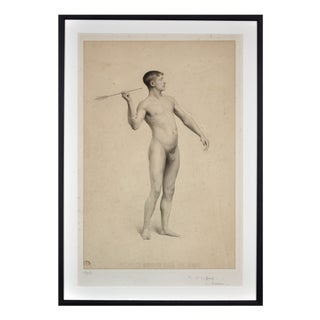 Grand Prix De Rome Submission Depicting Nude Throwing an Arrow, 1906, Lithograph, Framed For Sale