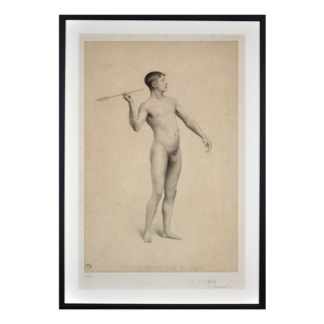 Grand Prix De Rome Submission Depicting Nude Throwing an Arrow, 1906, Lithograph, Framed For Sale