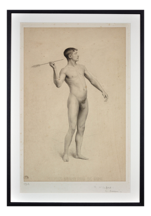 Grand Prix De Rome Submission Depicting Nude Throwing an Arrow, 1906, Lithograph, Framed