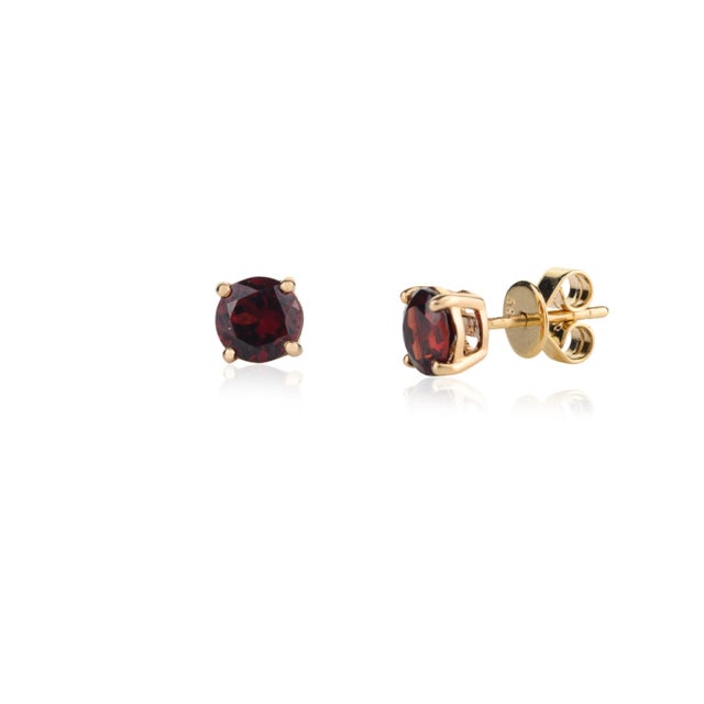 Not Yet Made - Made To Order Garnet Round Cut Stud Earrings - 2 Pieces For Sale - Image 5 of 6