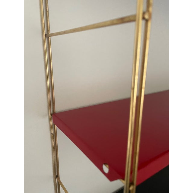 Mid-Century Modern Adjustable Brass and Metal Wall-Mounted Shelf, 1960s For Sale - Image 11 of 18