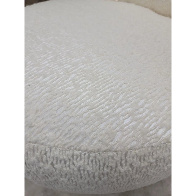 White Postmodern Pouf Swivel Lounge Chair Newly Reupholstered - Pair For Sale - Image 8 of 8