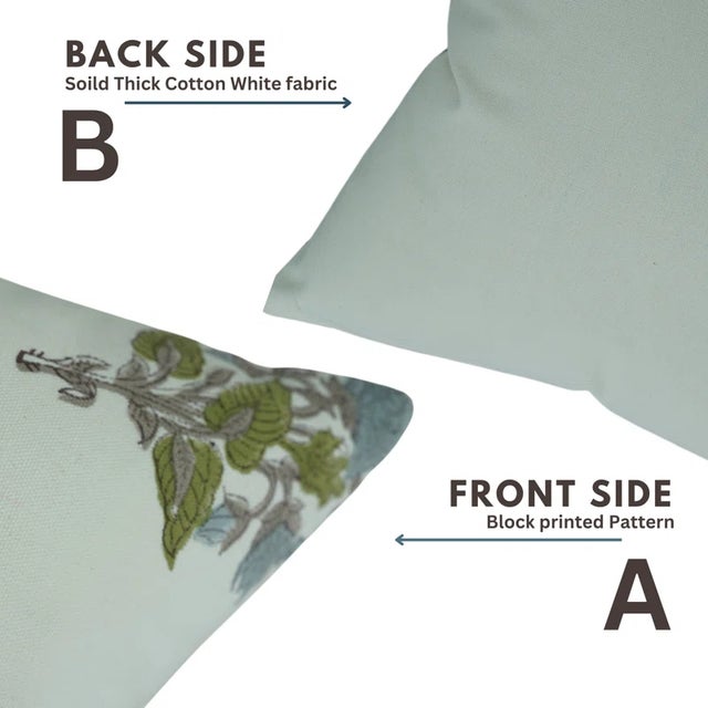 Fabdivine Artistic Block Print Throw Pillow Cushion Cover Thick Cotton White 12x20 Inch- Abhishek For Sale - Image 4 of 5