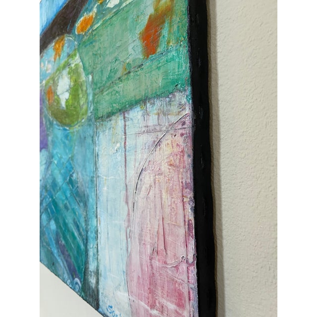 Abstract Floral Original Painting "Still Life in Blue Tones" by Sonia Gold For Sale In Los Angeles - Image 6 of 11