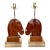 Vintage Carved Wood Horse Lamps on Lucite Base - A Pair For Sale