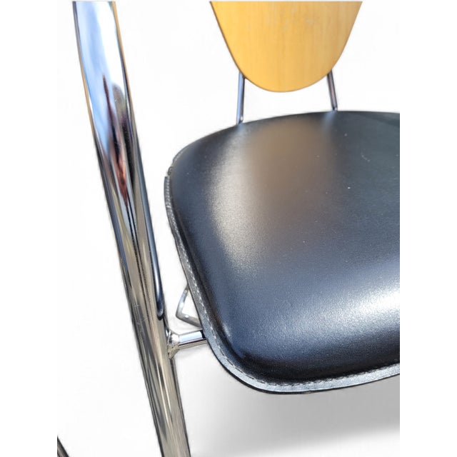 Italian Postmodern Chrome, Bentwood and Black Leather Dining Chairs from Effezeta, 1980s, Set of 4 For Sale - Image 15 of 18