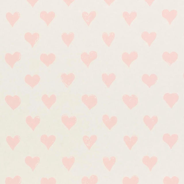 Schumacher x Molly Mahon Hearts Wallpaper in Pink For Sale