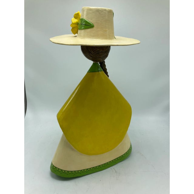 Vintage Sermel Signed Paper Mache Folk Art Mexican Woman For Sale In Charleston - Image 6 of 8