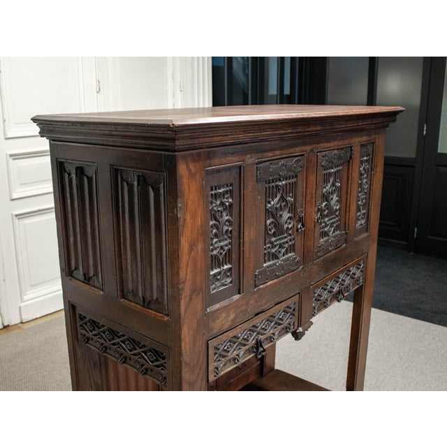 18th Century French Colonial Oak Cabinet with Gothic Elements For Sale - Image 10 of 12