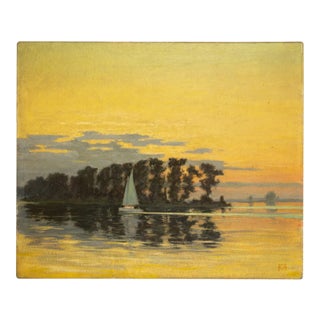 Sunset, Oil on Panel, Framed For Sale