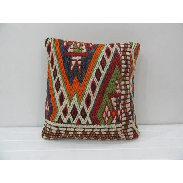 Embroidered Kilim Pillow For Sale - Image 4 of 4