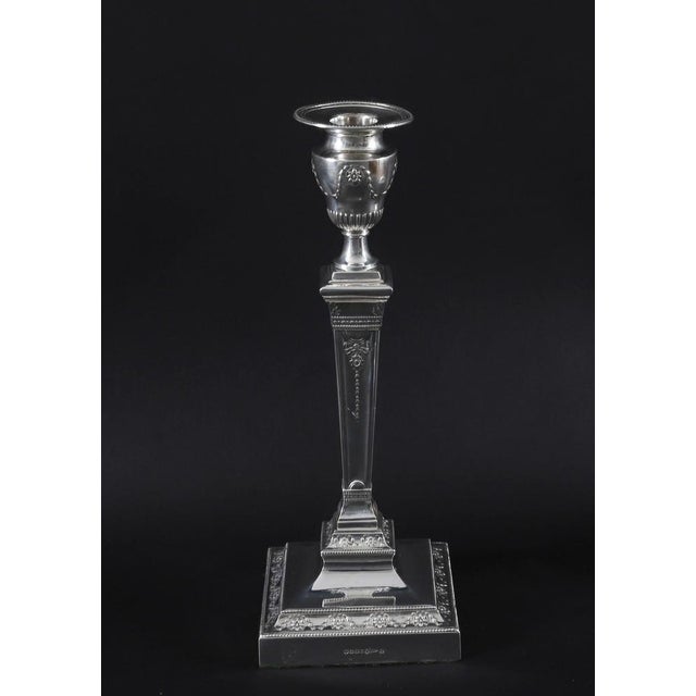 Antique Neoclassical Silver-Plated Candlesticks from Walker & Hall, 19th Century, Set of 2 For Sale - Image 5 of 15
