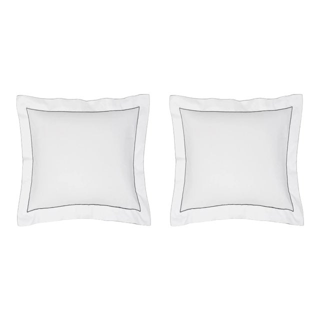 Salerno Bedding Euro Shams, Set of 2 in White/Grey For Sale
