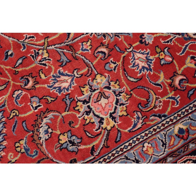 Shabby Chic Persian Rust/Blue Wool Rug - 9'9'' X 13'0'' For Sale - Image 4 of 10