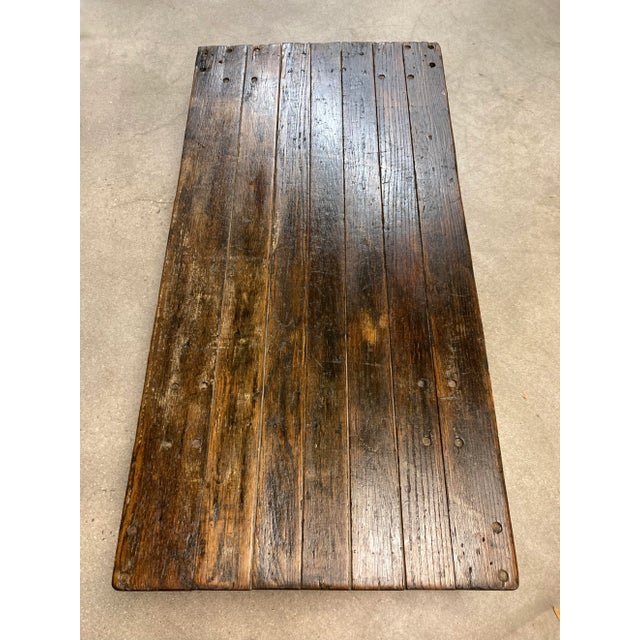 Industrial Cast Iron & Hardwood Factory Cart Coffee Table From Fairbanks For Sale - Image 9 of 13