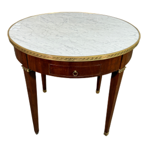 18th Century French Louis XVI Mahogany Table - Carrera Marble and Ormolu Mounts