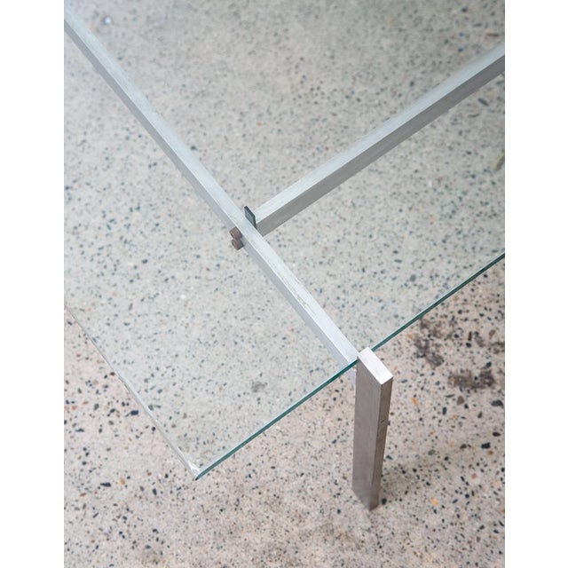 1960s Mid Century Modern Coffee Table Glass Poul Kjærholm Pk61 Steel Vintage Crystal For Sale - Image 5 of 12