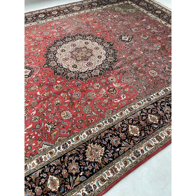 1950s TABRIZ Over 1M KNOTS Fine Silk Highlights with Royal Bird Motifs Rug 9.7 x 13.6 For Sale - Image 10 of 15
