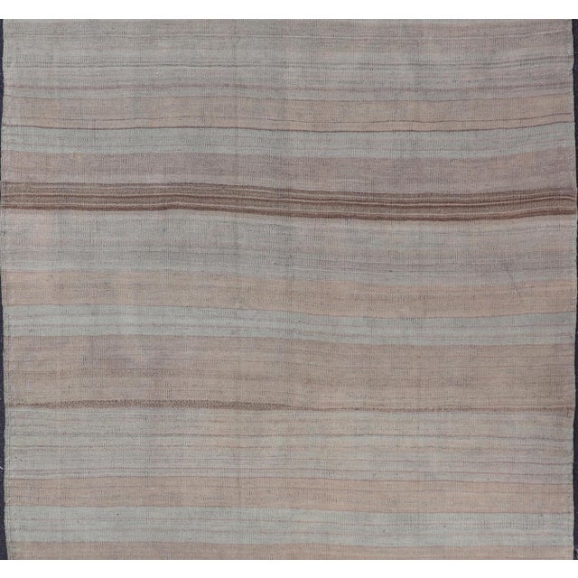 Textile Vintage Turkish Kilim Rug With Earthy Pastel Stripes 5'0 X 8'11 For Sale - Image 7 of 10