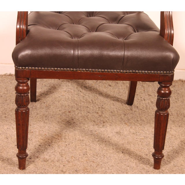 Tan Antique Regency Office Chair in Mahogany, 1810 For Sale - Image 8 of 13