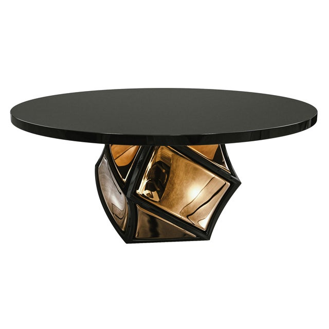"Manchot" Round Table With Stainless Steel, Bronze, Handmade For Sale - Image 9 of 9