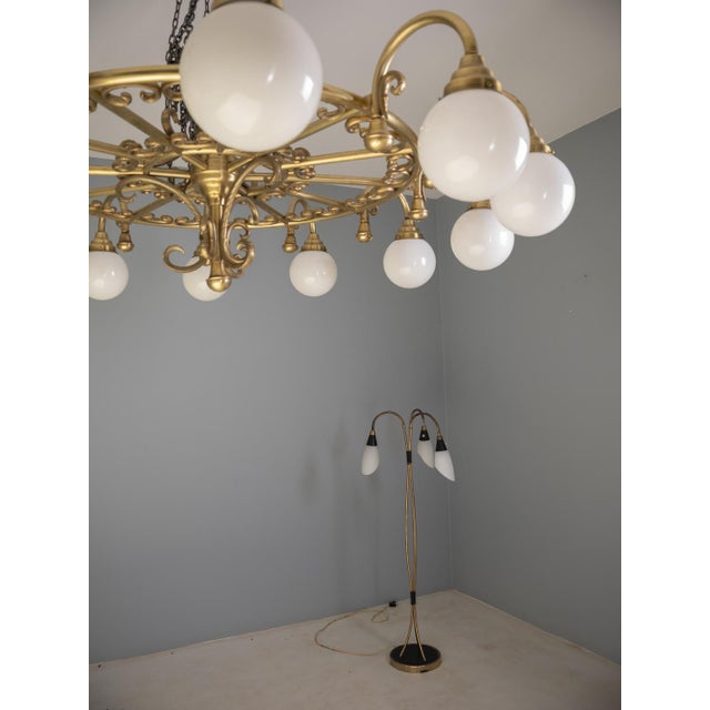 Goldenrod Vintage Decorative Brass Chandelier, 1980s For Sale - Image 8 of 11