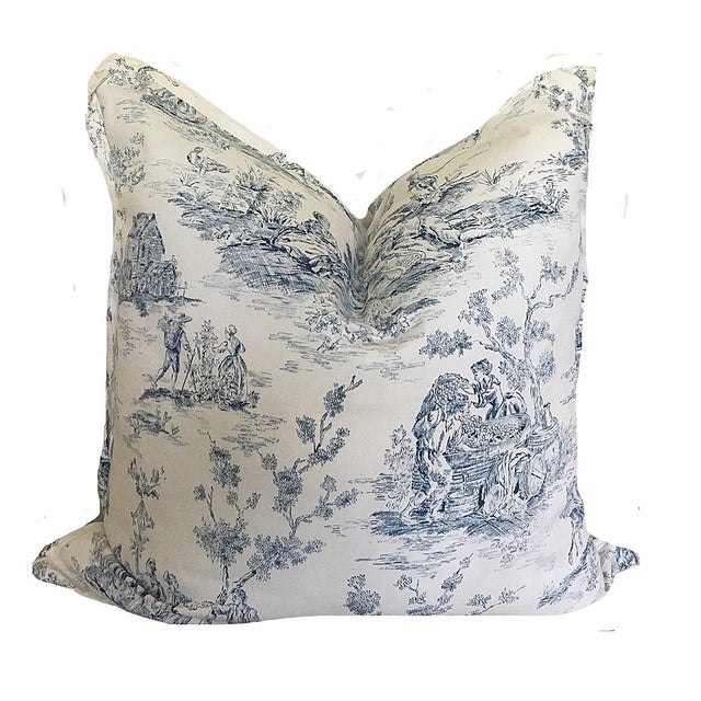 Cottage Vintage Blue And White Toile Pillows A Pair Chairish