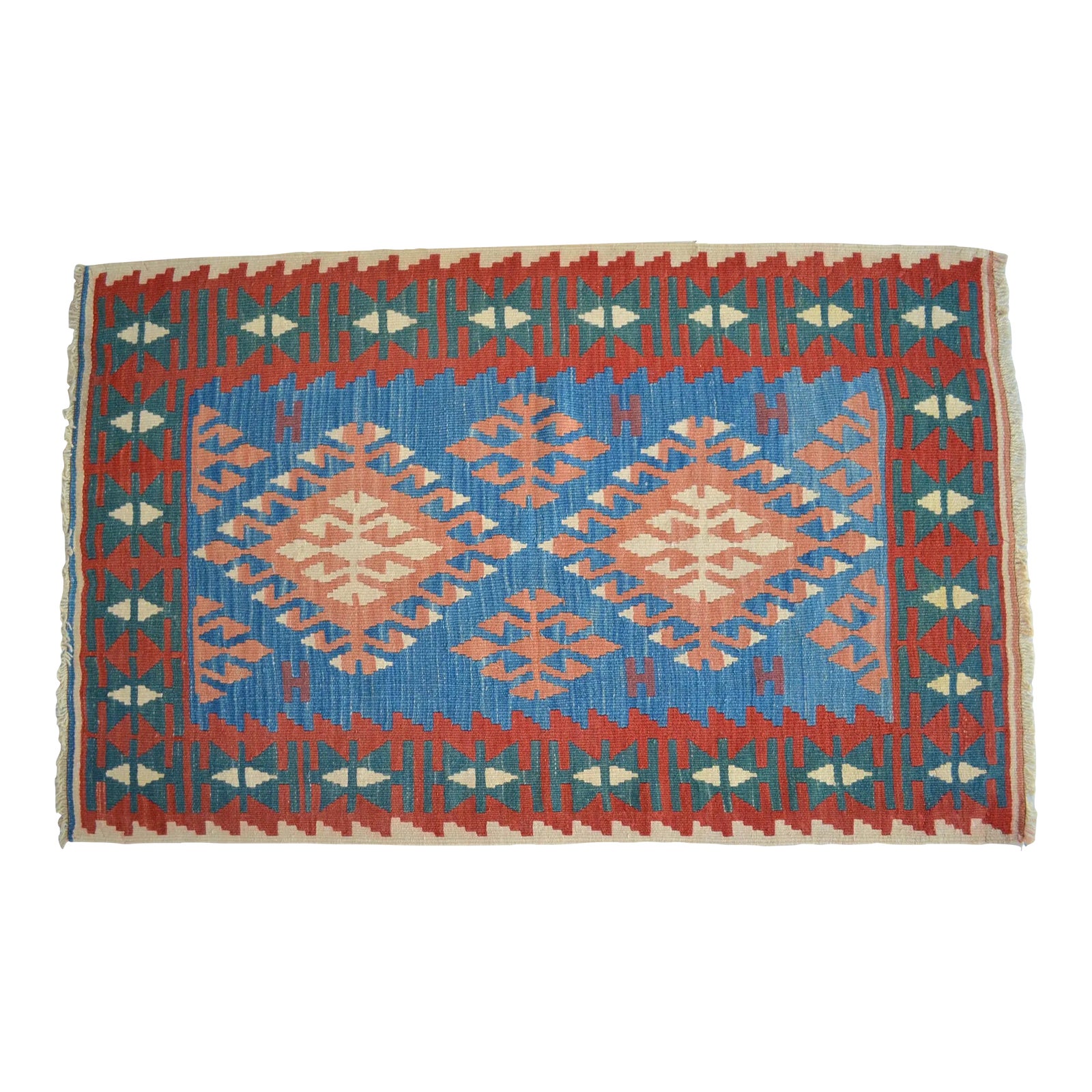 Turkish Hand-Woven Mini Kilim Rug Flatweave Oushak Rug - 2'7