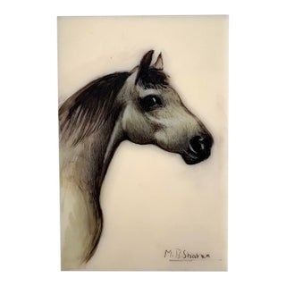 M. B. Sharma Original Indian Ink Drawing of a Horse’s Head on Synthetic Ivory For Sale