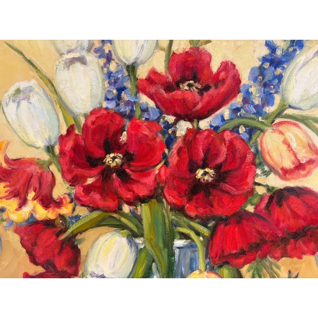 1970s 1970s Marjorie Jones Floral Still Life – Original Artwork Large Flowers For Sale - Image 5 of 6