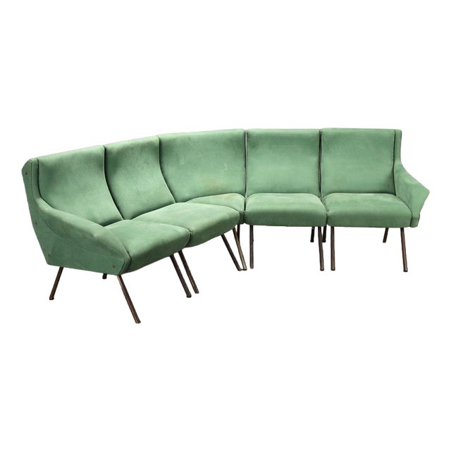 Vintage Green Corner Sofa, 1960s For Sale