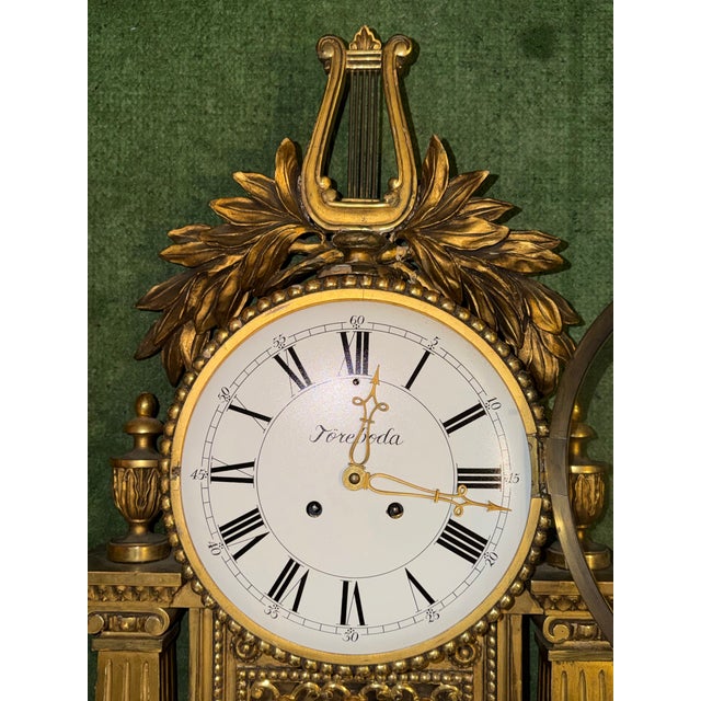 Gold Large Swedish Gustavian Cartel Wall Clock For Sale - Image 8 of 12