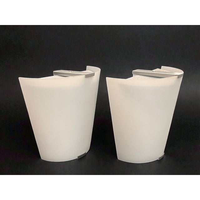 Metal Vintage Wall Lamps in Etched Glass and Metal by Martinelli Luce, Italy, 1980s, Set of 2 For Sale - Image 7 of 9