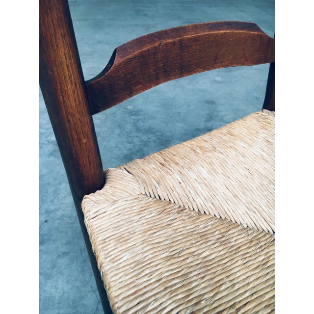1960s Rustic Ladder Back Oak and Rush Dining Chairs, 1960s, Set of 4 For Sale - Image 5 of 18
