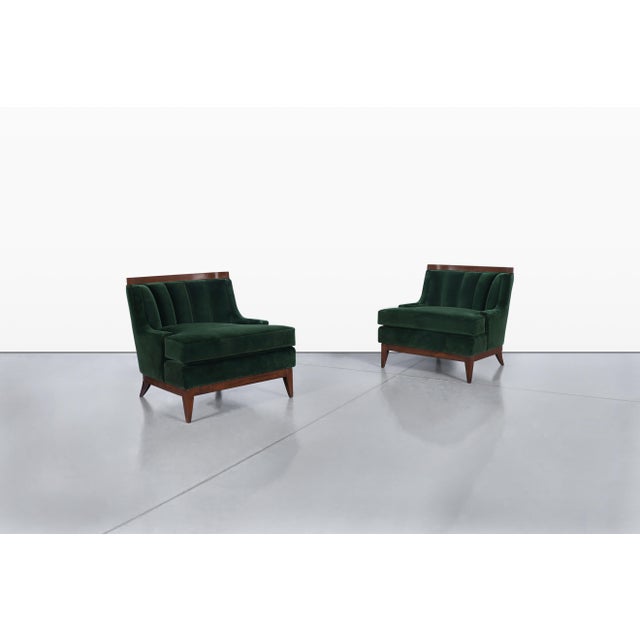 Mid-Century Modern Mid-Century Modern Walnut Lounge Chairs Styled After Erwin Lambeth For Sale - Image 3 of 14