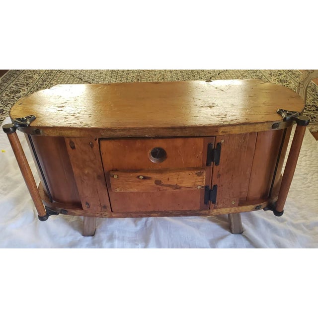 Brown Antique Butter Churn Table Cabinet With Front Center Door For Sale - Image 8 of 8