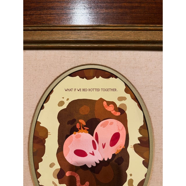 Limited Edition Giclee Print "Bed Rot" by Erin Rose Illustration With Antique Frame and Canvas Oval Mat For Sale - Image 4 of 6