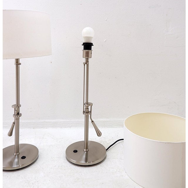 Brushed Steel Table Lamps with Adjustable Rake, Set of 2 For Sale - Image 10 of 16