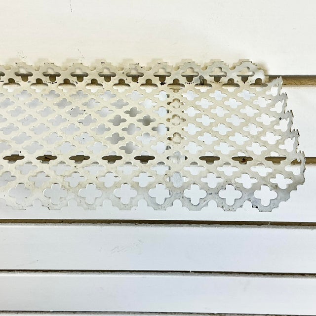 1960s Mid-Century Boho Chic Pierced Metal Wall Mounted Shelf, White. For Sale - Image 15 of 15
