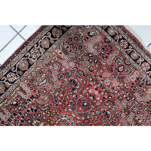 Vintage Persian Hamadan Handmade Rug 3.3' X 4.11' 1950s For Sale - Image 12 of 12
