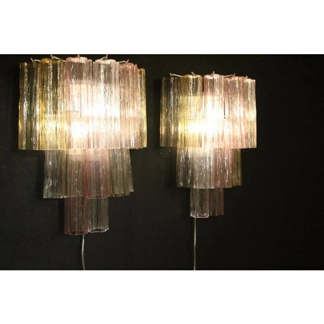 Pink, White, Yellow and Smoked Color Tronchi Wall Lights in the style of Venni, 2000s, Set of 2 For Sale - Image 7 of 13