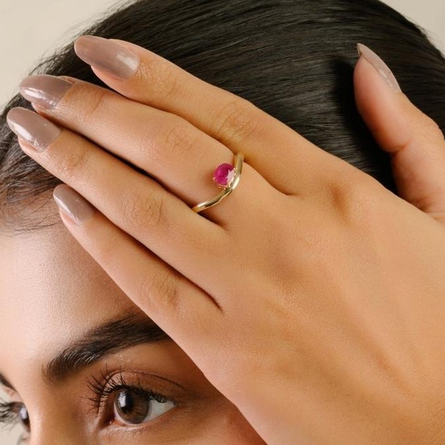 Chunky Wave Ruby Ring Size 7 by VRJEwels in 14k Solid Gold For Sale In New York - Image 6 of 13