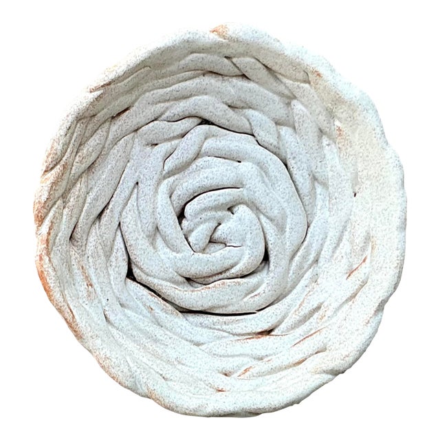 Vintage Boho Twisted Glazed Ceramic Bowl For Sale