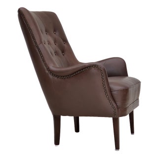Danish Armchair in Brown Furniture Leather, 1970s For Sale