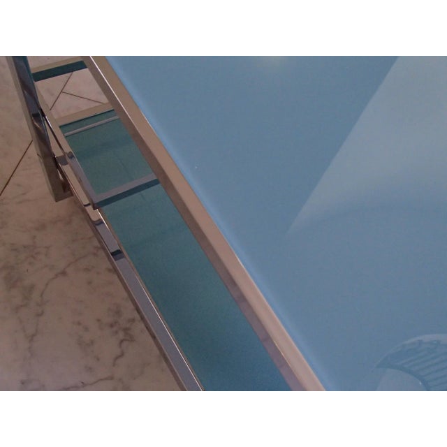 Chrome and Turquoise Glass Trolley, 1980s For Sale - Image 6 of 8
