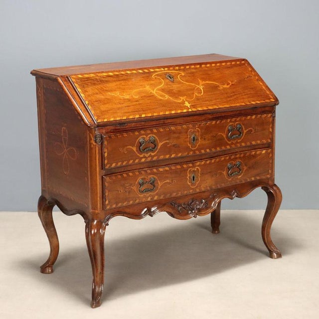 Baroque Walnut Bureau with Maple Inlays For Sale - Image 16 of 16