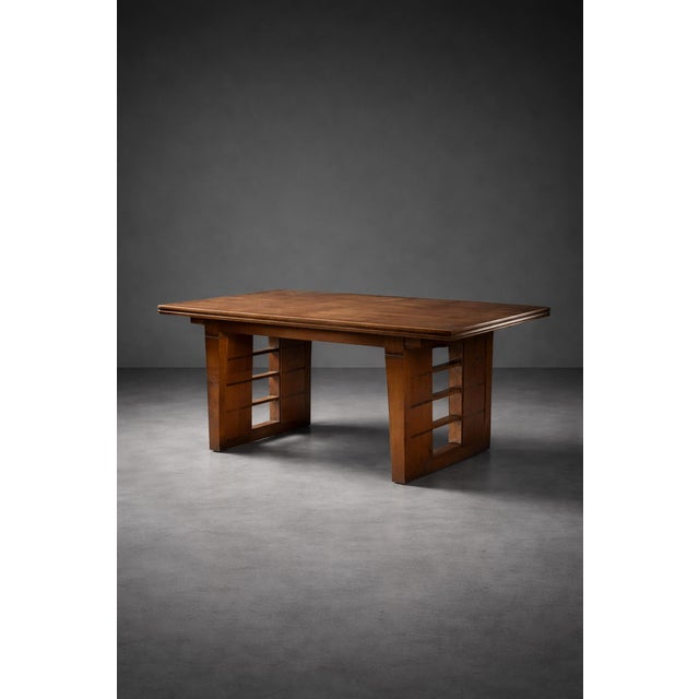 Brown Art Deco Italian Dining Table attributed to Gio Ponti, Padova, 1940s For Sale - Image 8 of 16