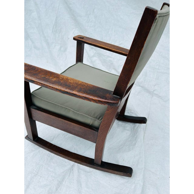 Vintage Mission Style Rocking Chair in Dark Oak For Sale - Image 4 of 10