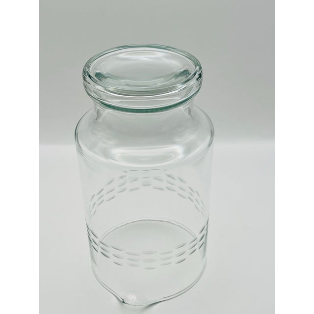 1990’s Clear Etched Glass Carafe For Sale - Image 9 of 11